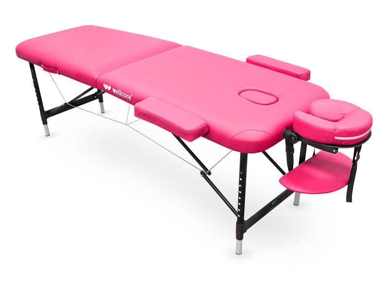 Barella pieghevole in alluminio Wellcore 185 x 60 cm con braccioli | Rosa | Wellcore