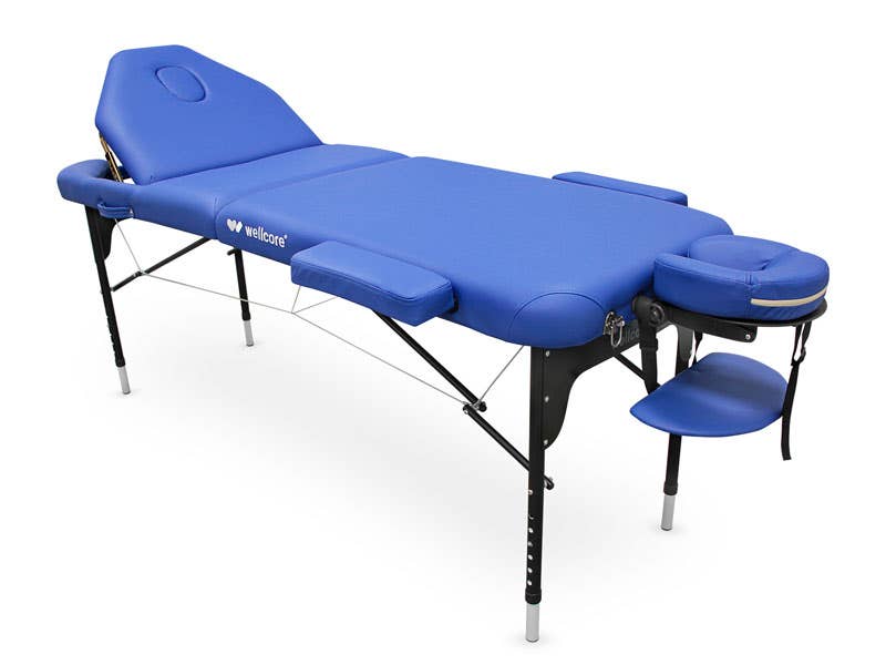 Lettino da massaggio pieghevole Wellcore con schienale ribaltabile in alluminio 185 x 65 | Blu | Wellcore