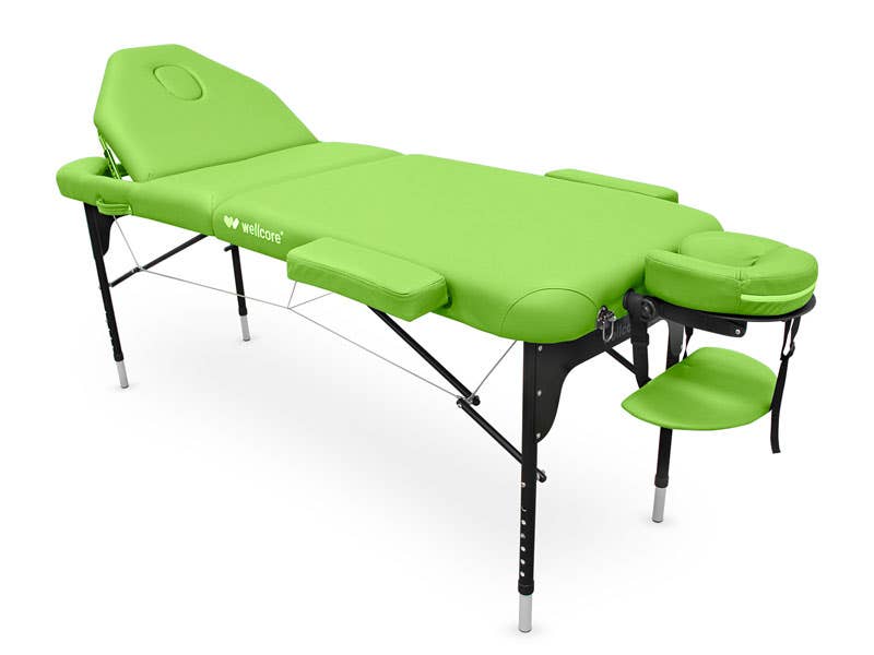 Lettino da massaggio pieghevole Wellcore con schienale ribaltabile in alluminio 185 x 65 | Verde pistacchio | Wellcore
