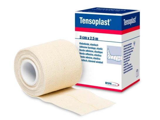 BSN Tensoplast Benda Elastica Adesiva 4,5m X 5cm - Con Linea Guida Gialla - Compressione Forte - 3