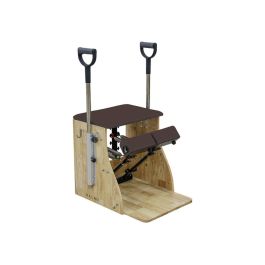 Wunder Pilates Pro A11 Chaise Wunda – Pédales Divisées, 4 Ressorts (2 Lourds/2 Légers), Bois D'Érable, Roulettes, Noir