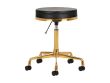 Taburete para estética Dorado con Asiento Negro Regulable y Ruedas
