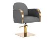 Silla Málaga para barbero y peluquero con acabado dorado regulable hidráulica