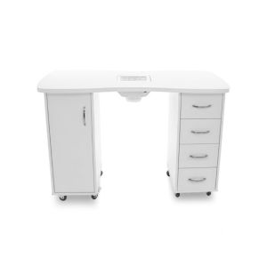 Manikürtisch 2027 Weiß mit zwei Schränken und integriertem Staubabsaugung