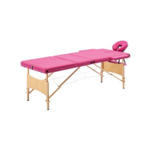 Marquesa de Massagem Pieghevole 3 Seções em Madeira Rosa com Cuscino