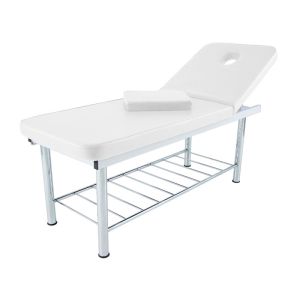 Fixed Steel Treatment Table Chrome Finish and Reclining Headrest