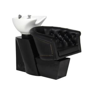 Unité de lavage coiffure noire London Gabbiano en éco-cuir élégant