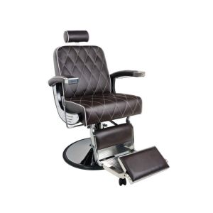 Cadeira de Barbeiro Imperial Marrom com Apoio Reclinável e Ajustável