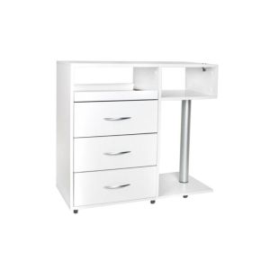 Chariot multi-usage en métal et bois avec 3 tiroirs et plateau extractible