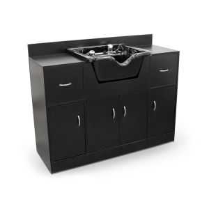 Mobile lavaggio per barbiere con cassetti e ripiani