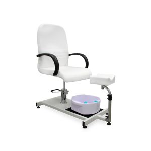 Pedicure chair with footrest and bathtub