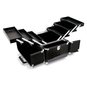 Gepolstertes Make-up-Etui mit Krokodileffekt