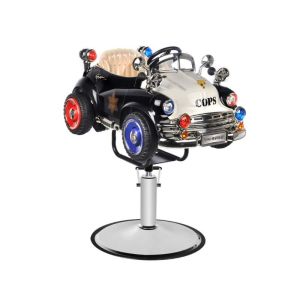 Cadeira de Barbeiro Infantil Carro Polícia com Ajuste Hidráulico Segura