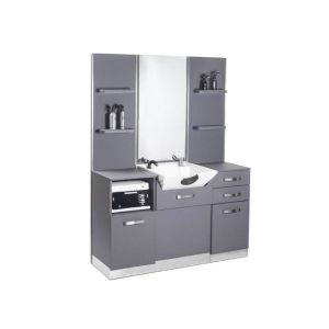 Console de coiffure grise avec lavabo et miroir Gabbiano B085