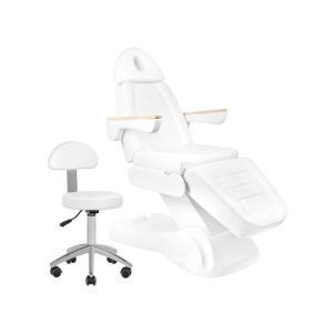 Fauteuil cosmétique électrique Lux 273B + tabouret 304 blanc