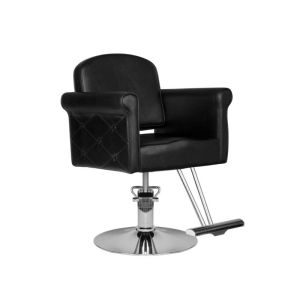 Friseurstuhl HS69 Schwarz mit verchromter Basis und höhenverstellbarem Sitz