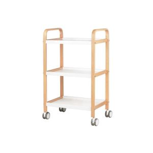 Carrello Estetista Professionale Bianco con 3 Mensole e Struttura in Legno