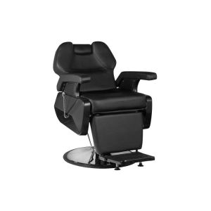 Cadeira de Barbeiro New York Preta com Ajuste Reclinável e Base Cromada