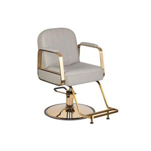 Fauteuil coiffure beige en eco-cuir avec finitions dorées Gabbiano