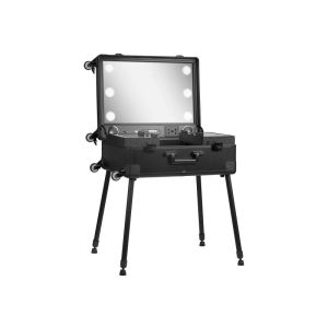 Tragbarer Make-up Koffer mit integrierten Lautsprechern, LED-Licht & Rollen