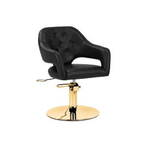 Friseurstuhl Gabbiano Parma in Schwarzgold mit hydraulischem Hebesystem