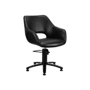 Friseurstuhl Lima Schwarz mit stabiler Basis und höhenverstellbarem Sitz