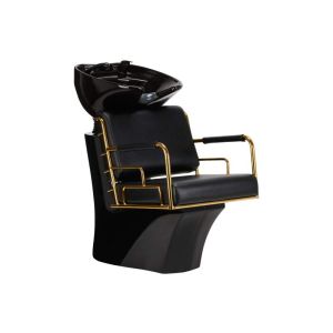 Lave-tête Gabbiano Prato Gold noir avec céramique blanche et accoudoirs dorés