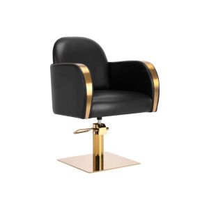 Poltrona para Barbeiro e Cabeleireiro Malaga Revestimento em Couro Sintético Dourado