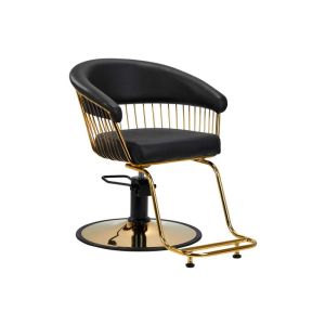 Friseurstuhl Lille-M Gabbiano schwarz mit goldenen Details hydraulisch