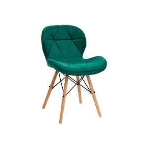 Cadeira Cosmética QS-186 Velvet Preto com Pés de Madeira