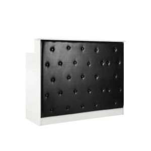 Bancone Reception Bianco con Pannello Frontale Trapuntato Nero