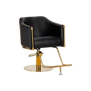 BURGOS Friseurstuhl Friseursessel Barberstuhl Barbersessel Tattoostuhl (Schwarz/Gold)