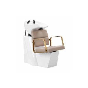 Arredo Parrucchieri - Lavaggio e Poltrona Beige con Finiture Oro