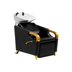 Unité de lavage coiffure C019G noire avec repose-pieds mécanique
