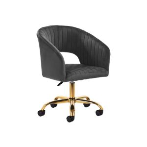 Chaise pivotante 4Rico QS-OF212G avec base dorée et rembourrage velours noir