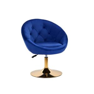 Cadeira Giratória 4Rico QS-BL12G Estofada Veludo Preta Base Dourada