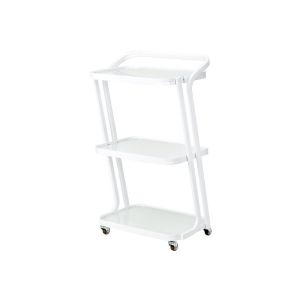 Chariot estetista POL-6701 blanc avec 3 plateaux en verre et roulettes