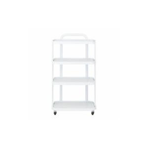 Carrello Estetista Professionale Bianco con 4 Ripiani in Vetro Temperato