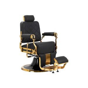Cadeira de Barbeiro Gabbiano Leonardo Gold Preta com Ajuste Hidráulico