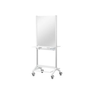 Frisiertisch MI-03 Weiß mit Spiegel, klappbarem Regal und Rollen