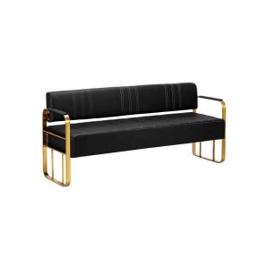Canapé d'attente Avila noir avec détails dorés pour salon de coiffure