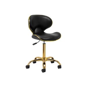 Sgabello cosmetico ergonomico Gabbiano Q-4599G con schienale regolabile nero oro