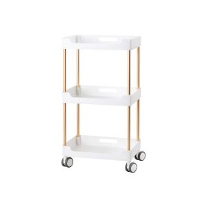 Carrello Beauty professionale 3 ripiani con ruote bloccabili bianco e rame