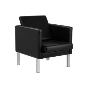 Fauteuil d'attente Gabbiano BM18011 en cuir synthétique noir élégant