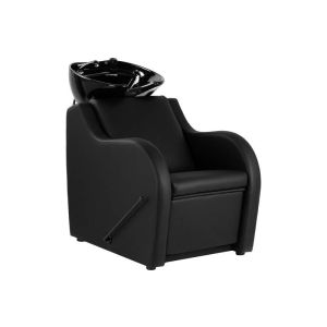 Unité de lavage coiffure Carmen noire Gabbiano avec repose-pieds réglable