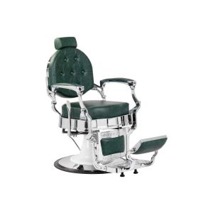 Fauteuil de barbier Gabbiano President vert chromé ajustable