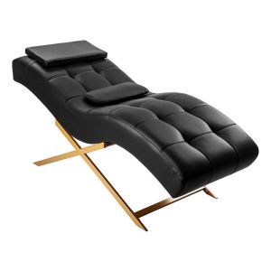 Fauteuil relax pour extension de cils ALBA noir avec base dorée