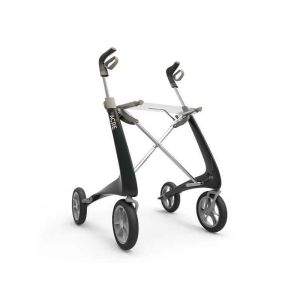 Carbon Rollator Carbon Ultralight schwarz mit Rucksack und Gürteltasche