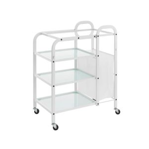 Carrello Depilazione per Estetista con 4 mensole e Cestello Rifiuti