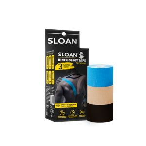 Kinesiotape Sloan Pack 3 Cores (Bege, Preto, Azul) 5m x 5cm